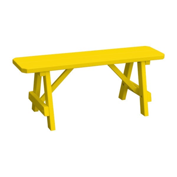 Yellow Pine Traditional Bench Only Picnic Bench 4ft / Canary Yellow Paint