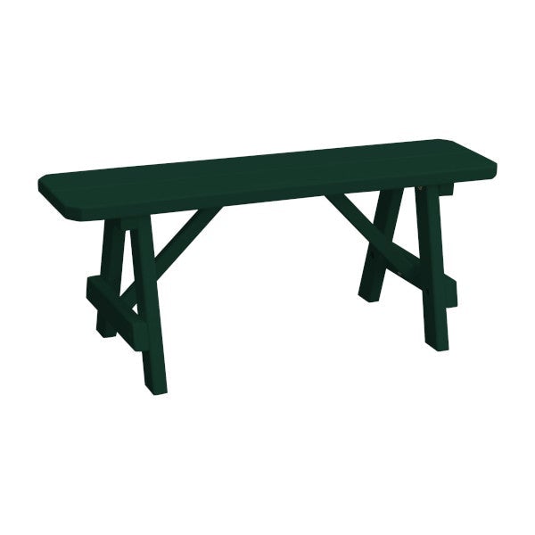 Yellow Pine Traditional Bench Only Picnic Bench 4ft / Dark Green Paint