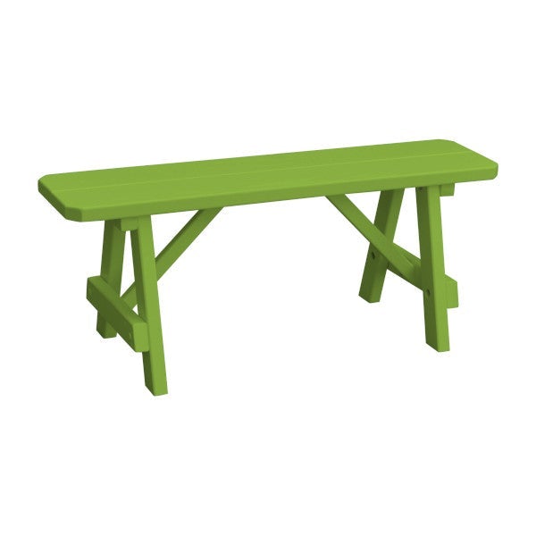 Yellow Pine Traditional Bench Only Picnic Bench 4ft / Lime Green Paint