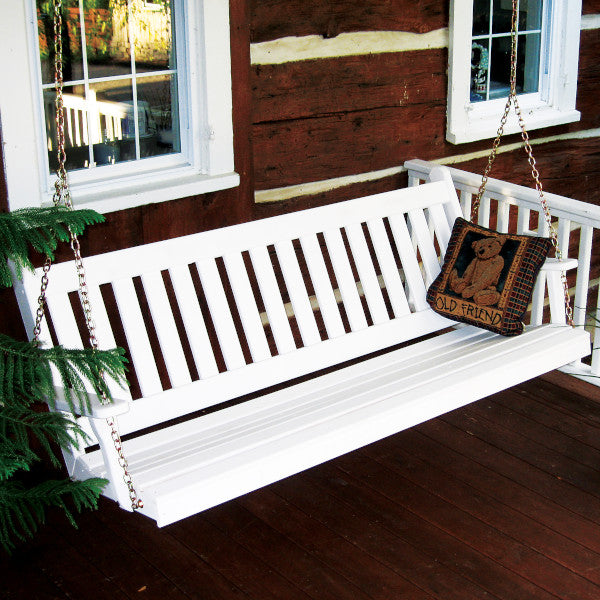 Yellow Pine Traditional English Style Porch Swing Porch Swing 6ft / White Paint