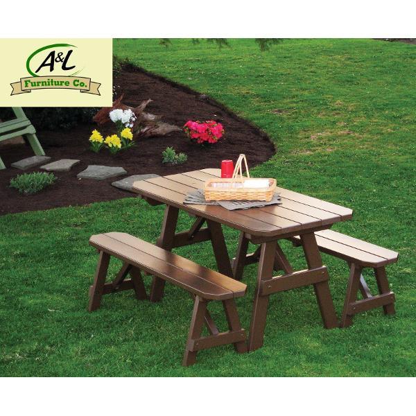 Yellow Pine Traditional Picnic Table with 2 Benches Picnic Table