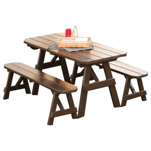 Yellow Pine Traditional Picnic Table with 2 Benches Picnic Table