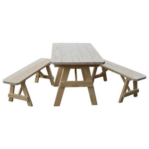 Yellow Pine Traditional Picnic Table with 2 Benches Picnic Table