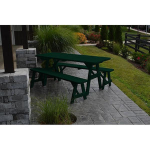 Yellow Pine Traditional Picnic Table with 2 Benches Picnic Table