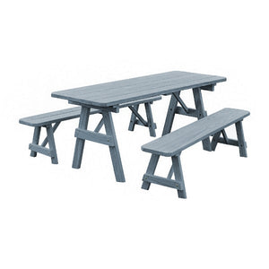 Yellow Pine Traditional Picnic Table with 2 Benches – Size 6ft and 8ft Picnic Table