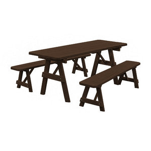 Yellow Pine Traditional Picnic Table with 2 Benches – Size 6ft and 8ft Picnic Table
