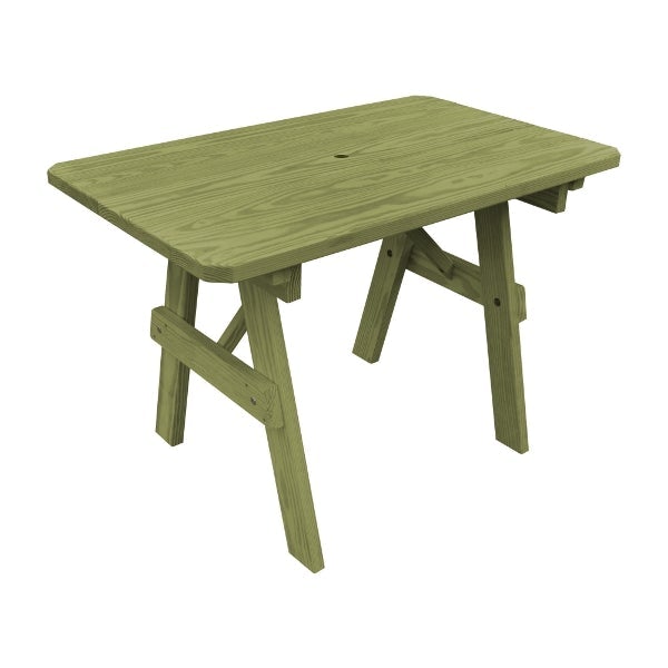 Yellow Pine Traditional Table Only – Size 4ft and 5ft Outdoor Table 4ft / Linden Leaf Stain / Include Standard Size Umbrella Hole