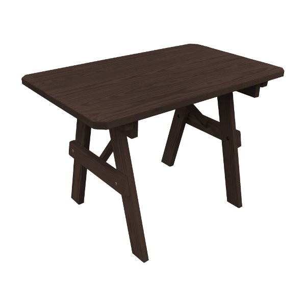 Yellow Pine Traditional Table Only – Size 4ft and 5ft Outdoor Table 4ft / Walnut Stain / Without Umbrella Hole