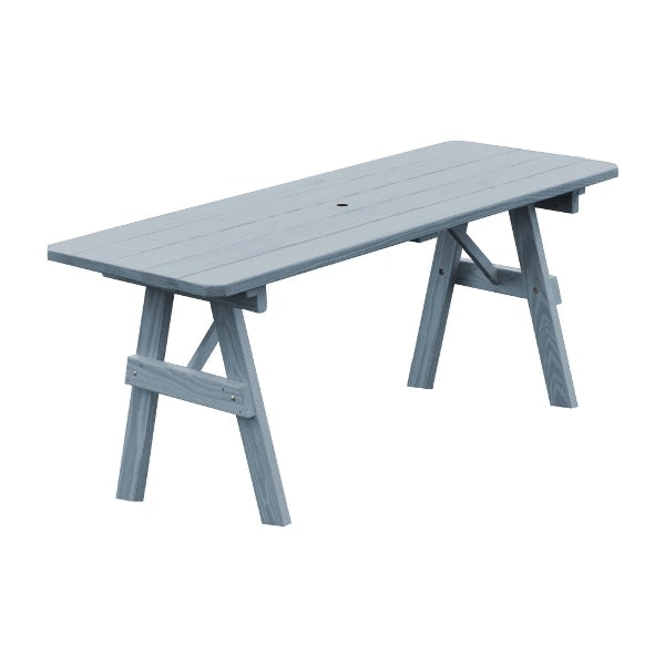 Yellow Pine Traditional Table Only – Size 6ft and 8ft Outdoor Table 6ft / Gray Stain / Include Standard Size Umbrella Hole