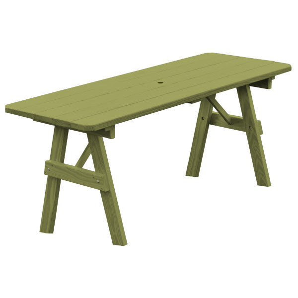 Yellow Pine Traditional Table Only – Size 6ft and 8ft Outdoor Table 6ft / Linden Leaf Stain / Include Standard Size Umbrella Hole