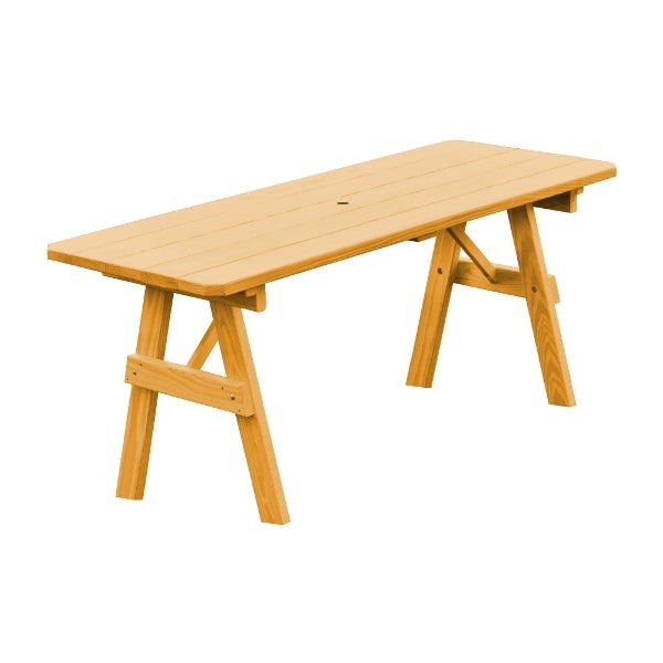 Yellow Pine Traditional Table Only – Size 6ft and 8ft Outdoor Table 6ft / Natural Stain / Include Standard Size Umbrella Hole